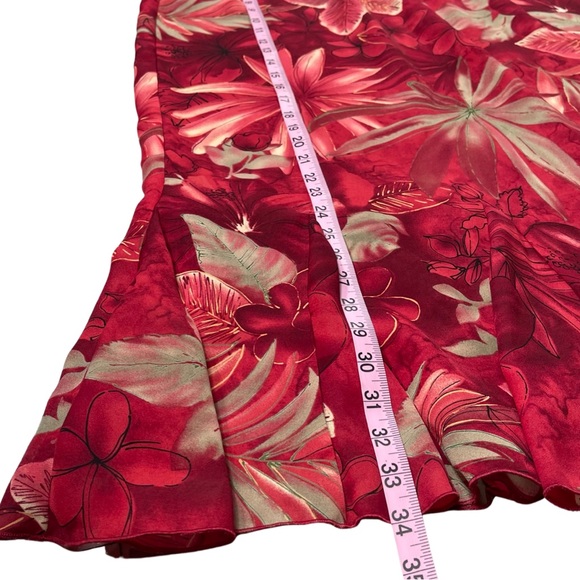 Tanjay plus size 14 red floral long skirt with bottom Ruffles & elastic waist - Picture 8 of 10